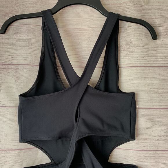 Free People Movement Black One-Piece Athletic Jumpsuit Crisscross Back Size M - Picture 9 of 12
